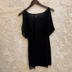 Vintage Single Black Sheer Cold Shoulder Slip Dress Size Medium